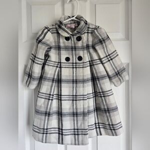 Maggie & Zoe Black and White Pea Coat Classic Plaid Design 18M